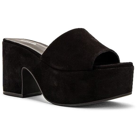 Larroudé Miso Platform Sandals Suede Black Size 10 New With Box - Picture 2 of 15